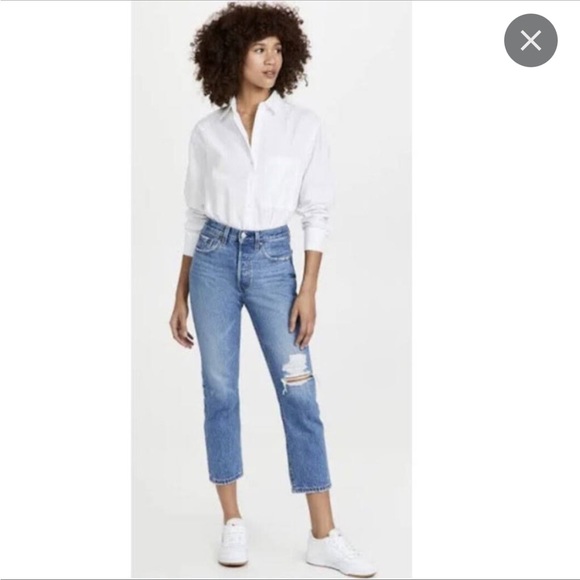 Levi's Denim - Levi's Premium 501 Cropped High Rise Distressed Jean Women’s Size 27 362…